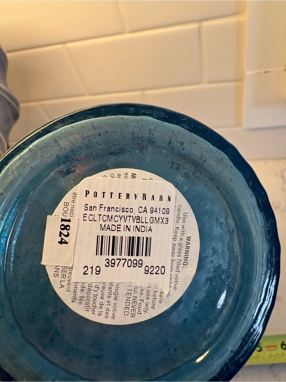 2 pottery barn, 2 unbranded Blue Glass Votive Candle Holders - Set of 4